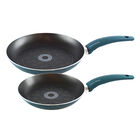 2 Pc Non Stick Aluminum Skillets 9 And 11 Inch, SEA GREEN, hi-res image number null