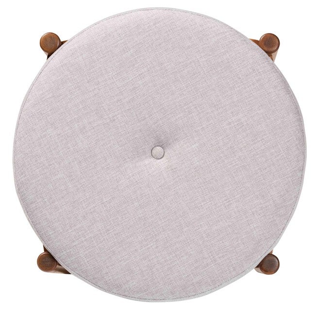 Iliana Japandi Dark Grey Fabric And Walnut Brown Finished Wood Ottoman Footstool, , alternate image number 3