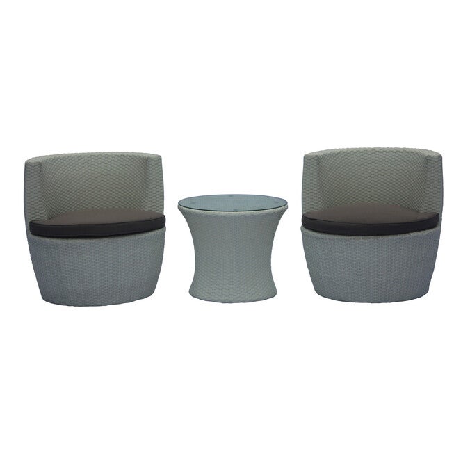 Flori 3 Pieces Non-Swivel Bistro Set with Cushions, WHITE, hi-res image number 0