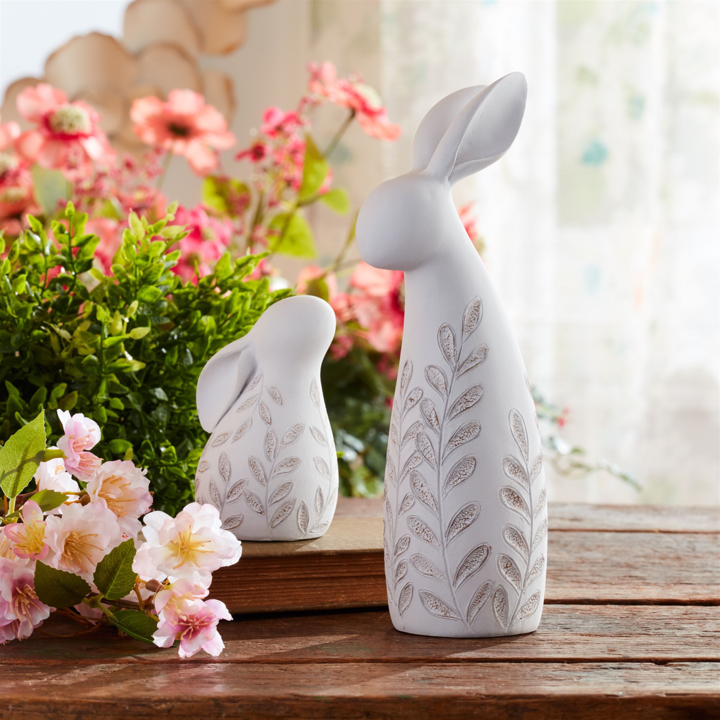 Etched Bunny Figurine Set of 12, WHITE, alternate image number 1