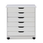 Cary Six Drawer Wide Roll Cart White Wash, , alternate image number null