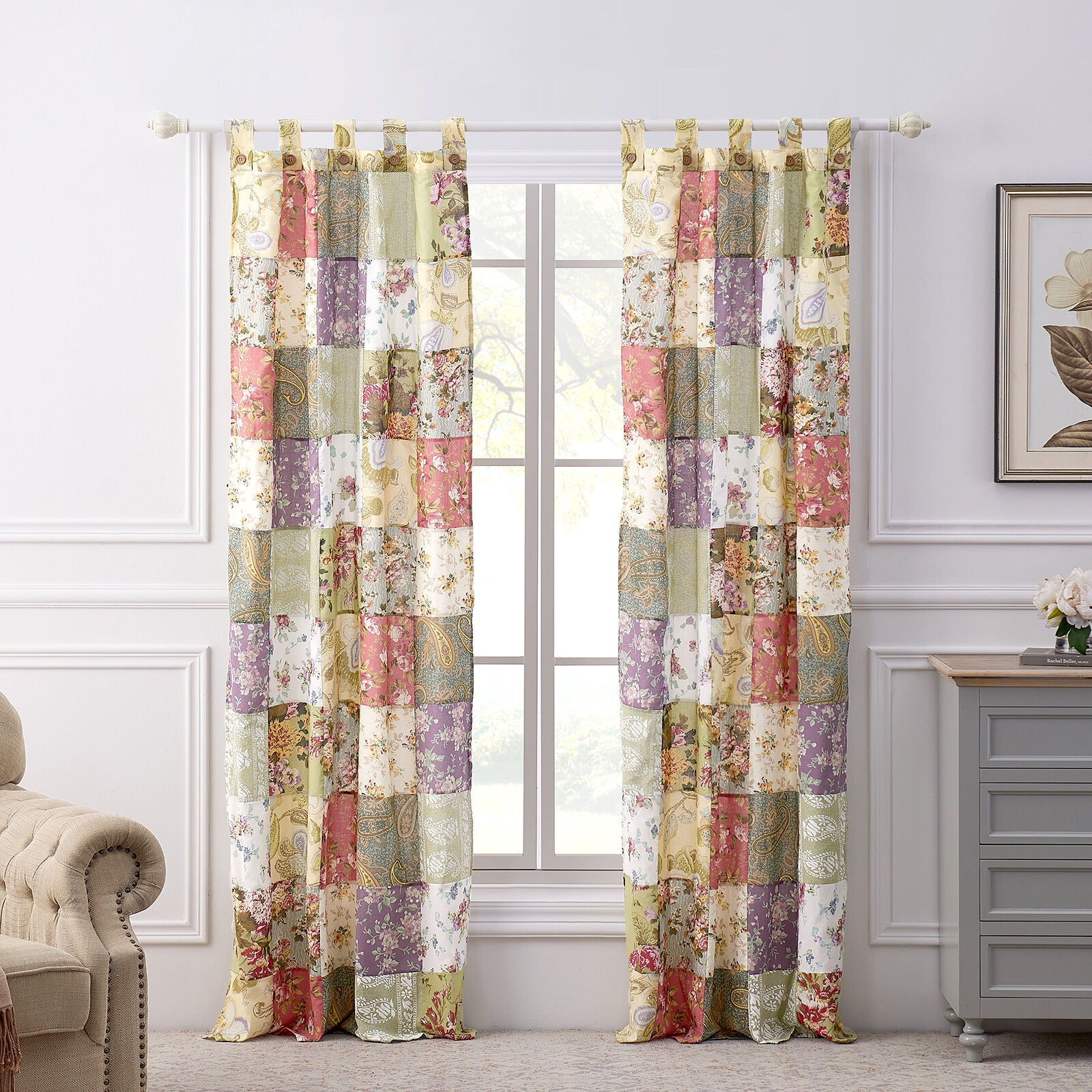 Blooming Prairie Window Curtain Panels, Set of 2, 84 inches, MULTI, hi-res image number 0