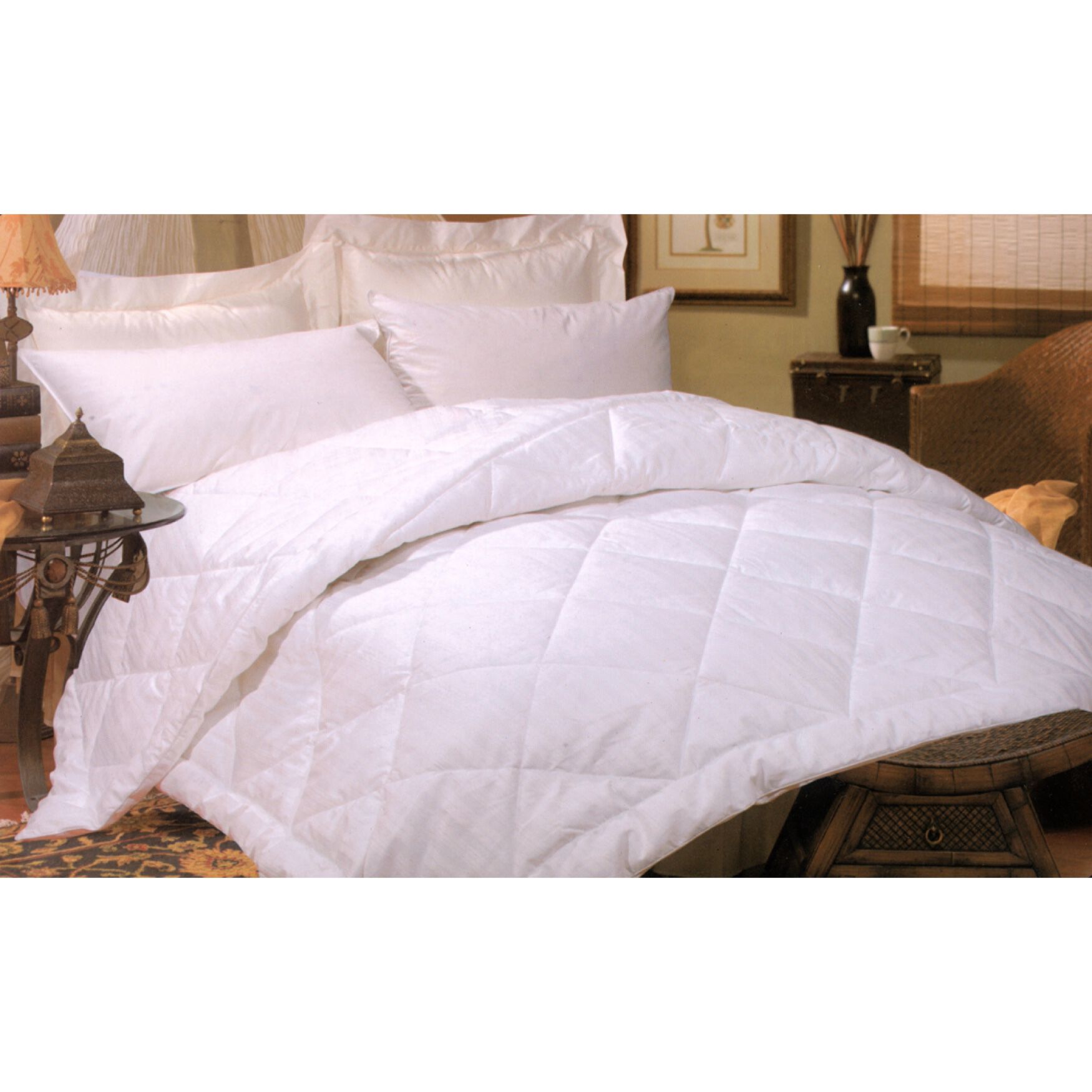 Silk-Filled 260 Thread Count Damask Stripe Comforter, WHITE, hi-res image number 0