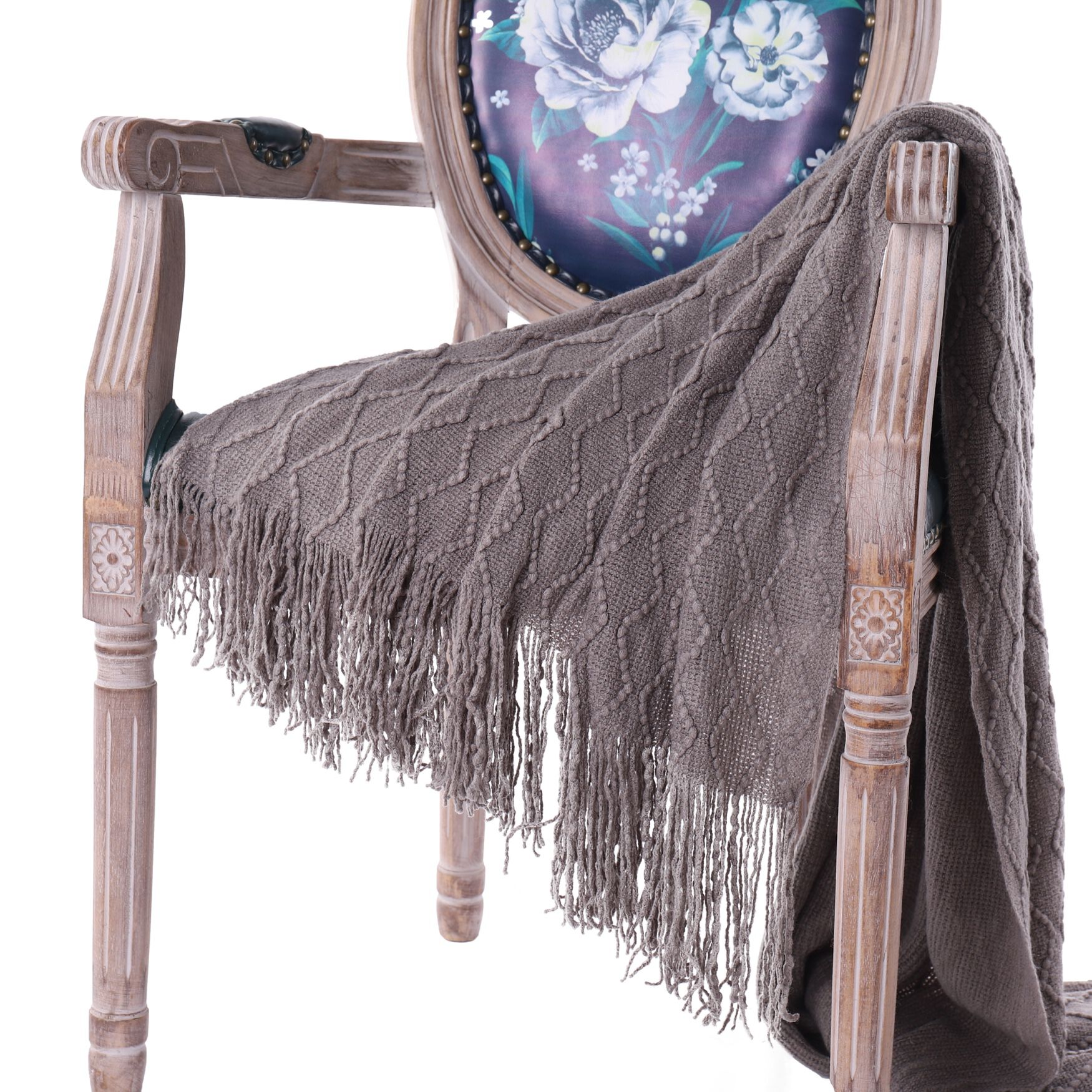 Battilo Home Throw Blanket Textured Solid Soft Sofa Couch Decorative Knit Blanket, 50 inches x 60 inches, DARK GRAY, hi-res image number 0