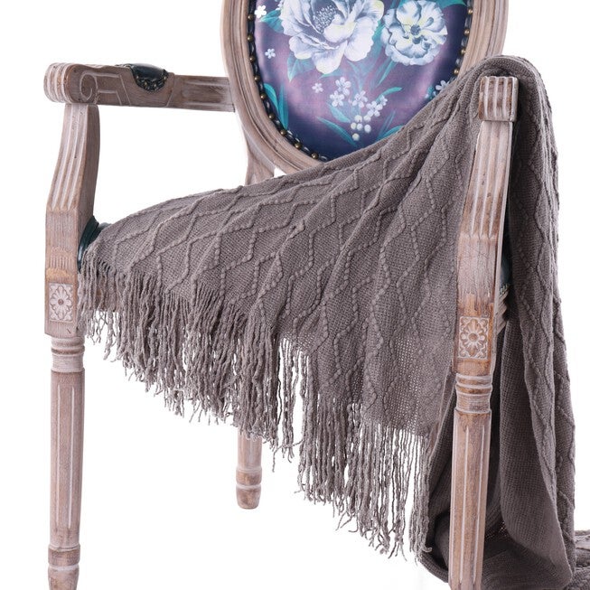 Battilo Home Throw Blanket Textured Solid Soft Sofa Couch Decorative Knit Blanket, 50 inches x 60 inches, DARK GRAY, hi-res image number 0