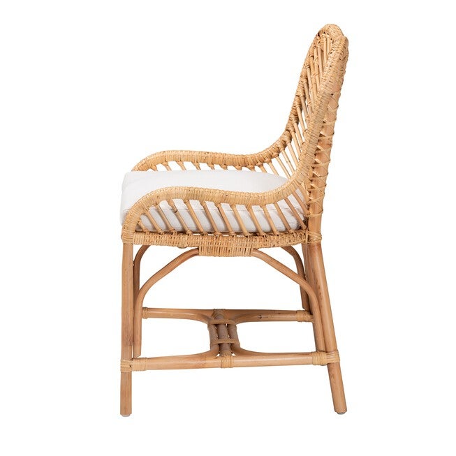 Arween Modern Bohemian Natural Brown Rattan Dining Chair, , alternate image number null