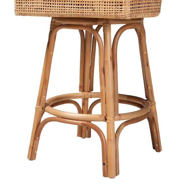 Bella Modern Bohemian Natural Brown Rattan Bar Stool, , alternate image number null