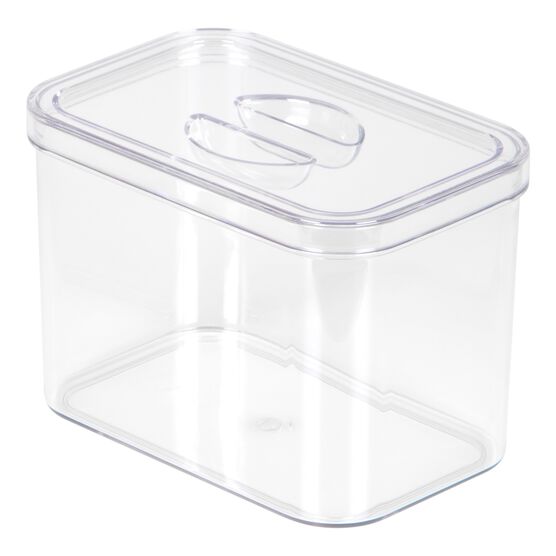 Clear Plastic Storage Bins With Grey Handles-Set Of 4 Large, Medium, Small Containers For Closet Fridge Organization, , alternate image number null