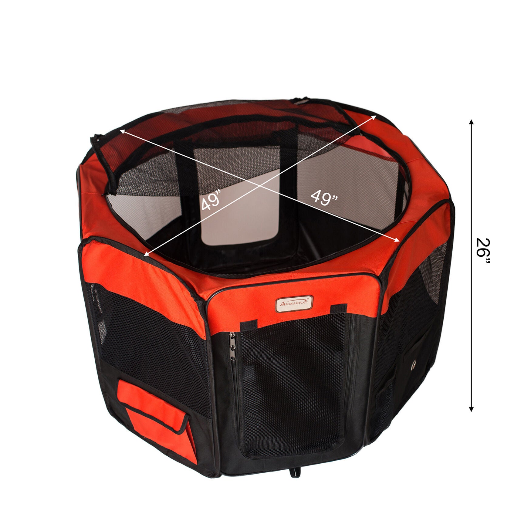 Portable Pet Dog Kitten Playpen In Black And Red Combo, , alternate image number 2