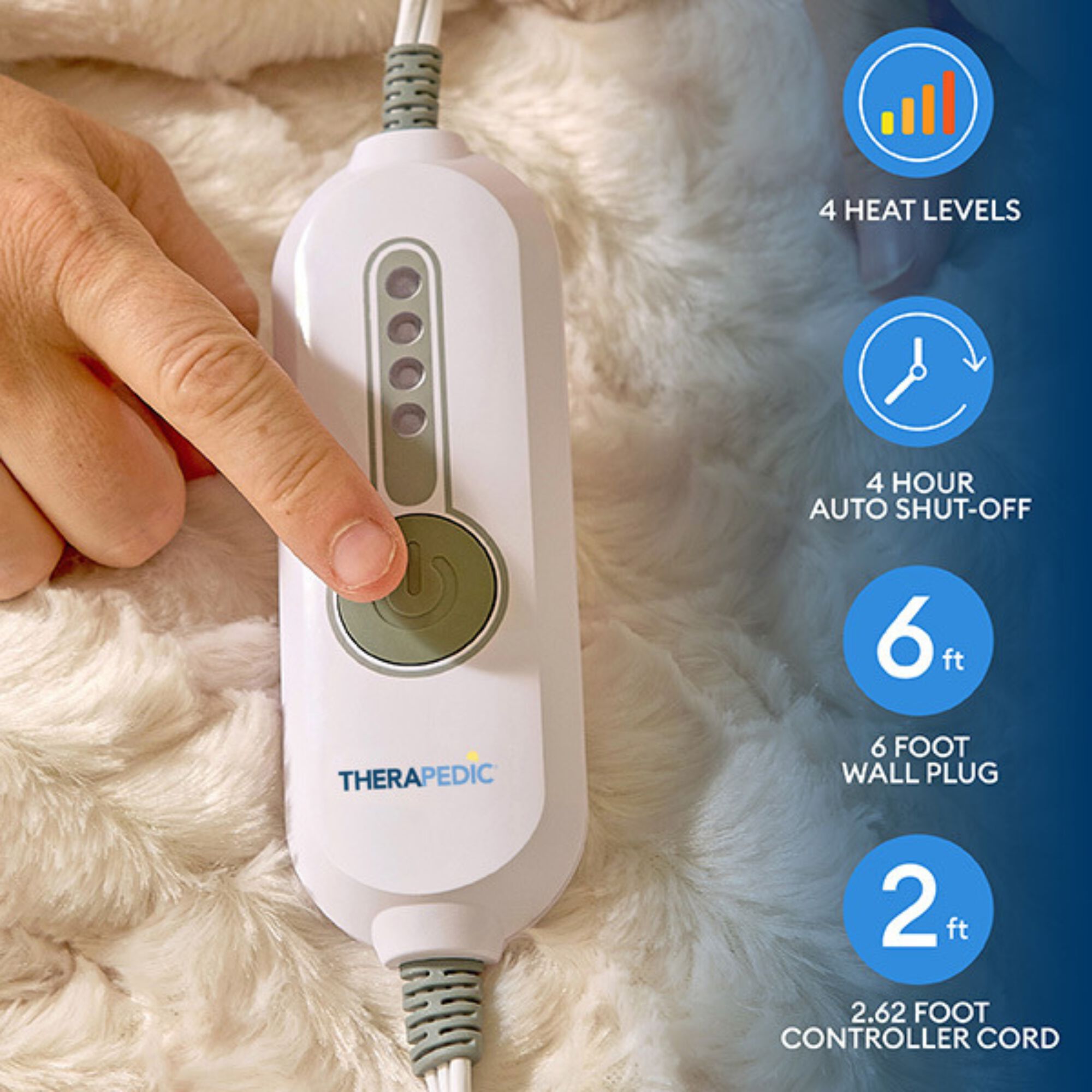 50 inches x 70 inches Ivory Heated Blanket, IVORY, alternate image number 1