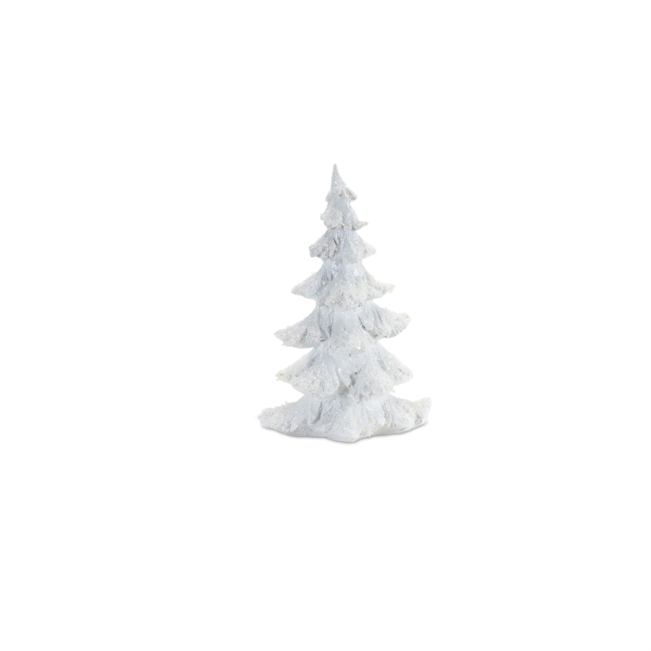 Flocked White Pine Tree with Carved Design (Set of 4), WHITE, alternate image number 4