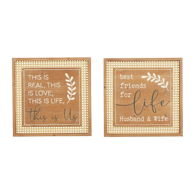Set Of 2 Brown Wood Farmhouse Wall Decor, BROWN, hi-res image number 0
