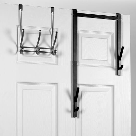 Over The Door Hanger, 2 Organizer Rack, Adjustable Height Hooks For Coat, Hat, Scarf, Bag, Accessory-White, , alternate image number null