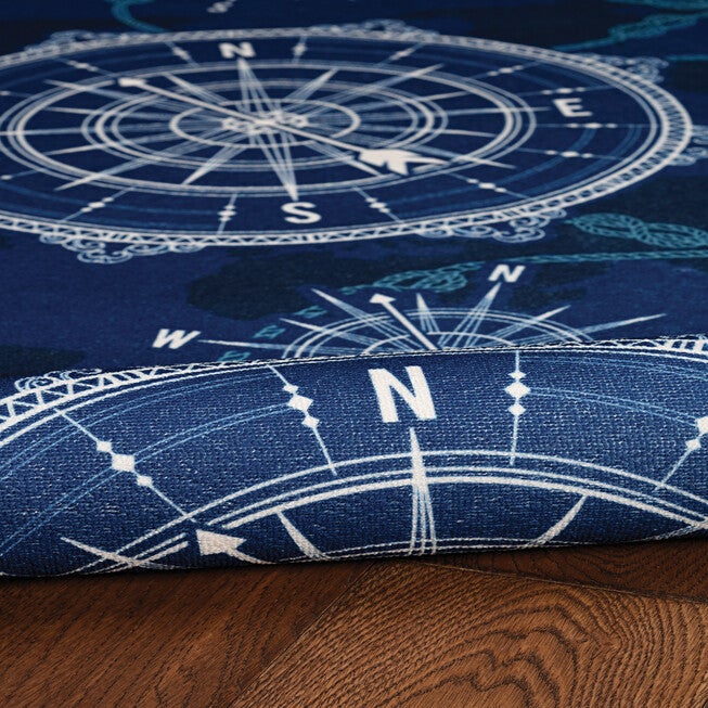 Washable Simon Blue/Ivory Rug, , alternate image number 4
