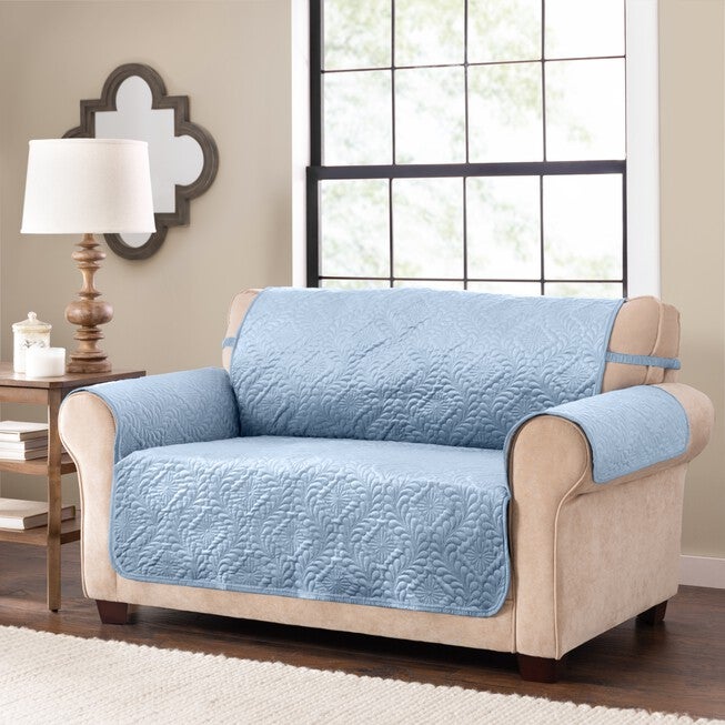 Rosedale Loveseat Cover, BLUE, hi-res image number 0
