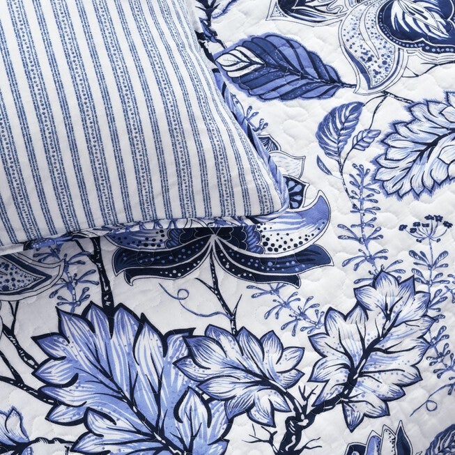 Lush Décor Cynthia Jacobean Quilt Blue 3Pc Set, , alternate image number null