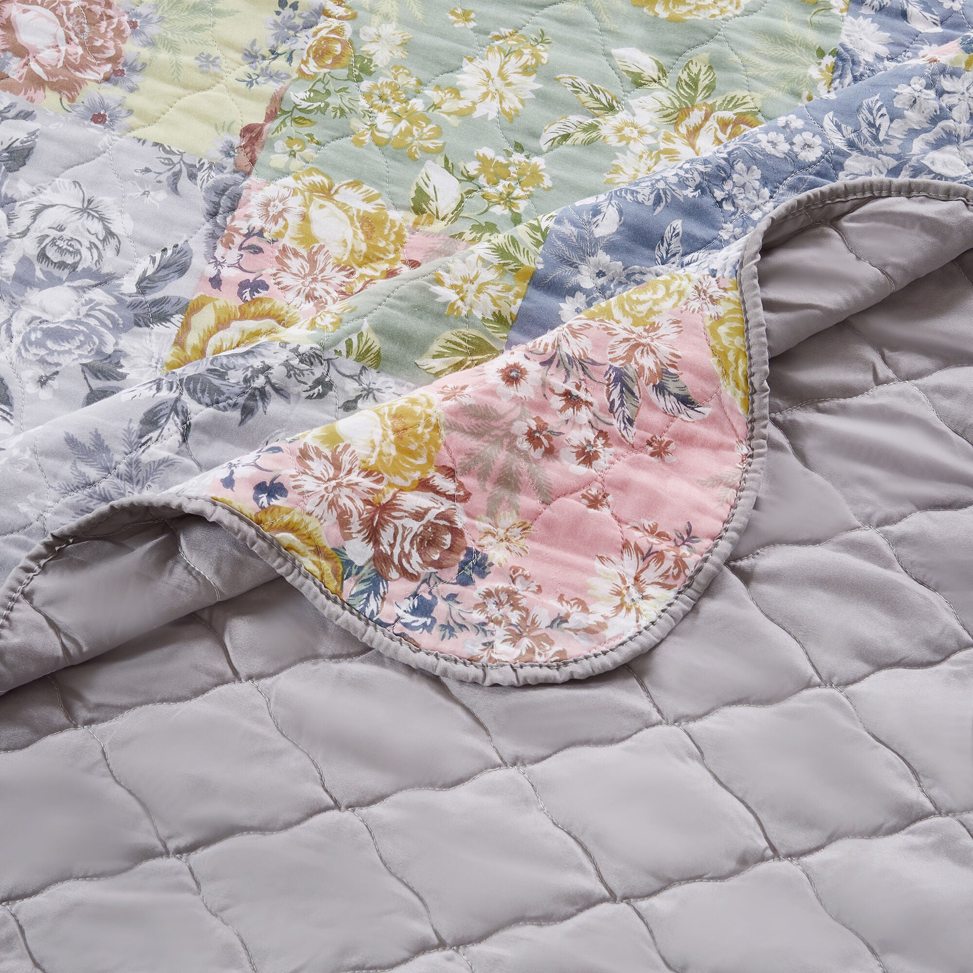 Emma Reversible Cotton-Rich Bedspread Set, GRAY, alternate image number 5