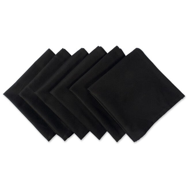 Black Napkin, Set of 6, BLACK, hi-res image number null