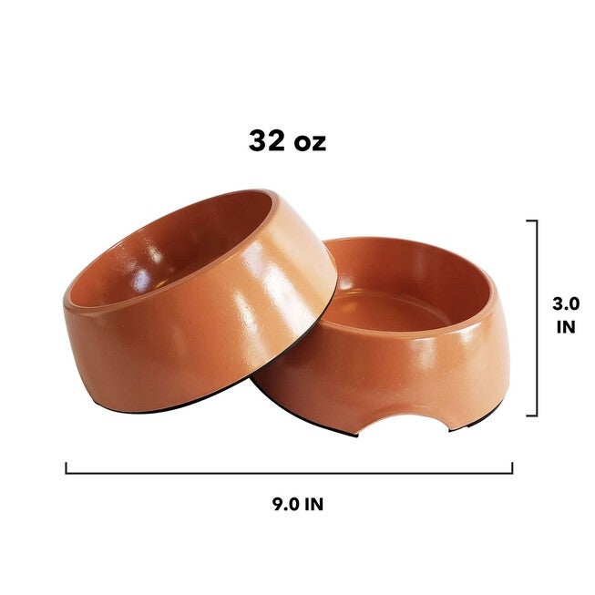 Eco-Friendly Bamboo Dog Bowl - Non-Skid - Orange (32 oz), , on-hover image number null