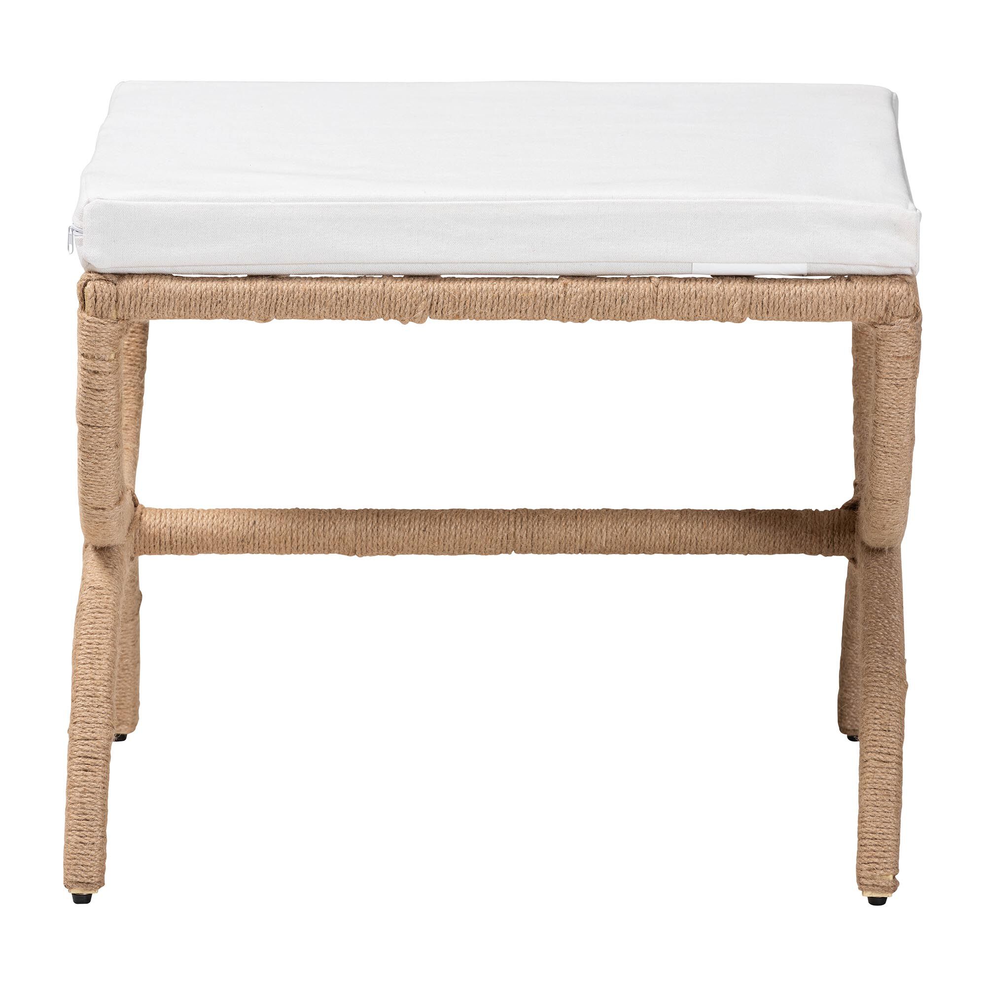 Maliyah Japandi Natural Jute Ottoman, BROWN, alternate image number 2