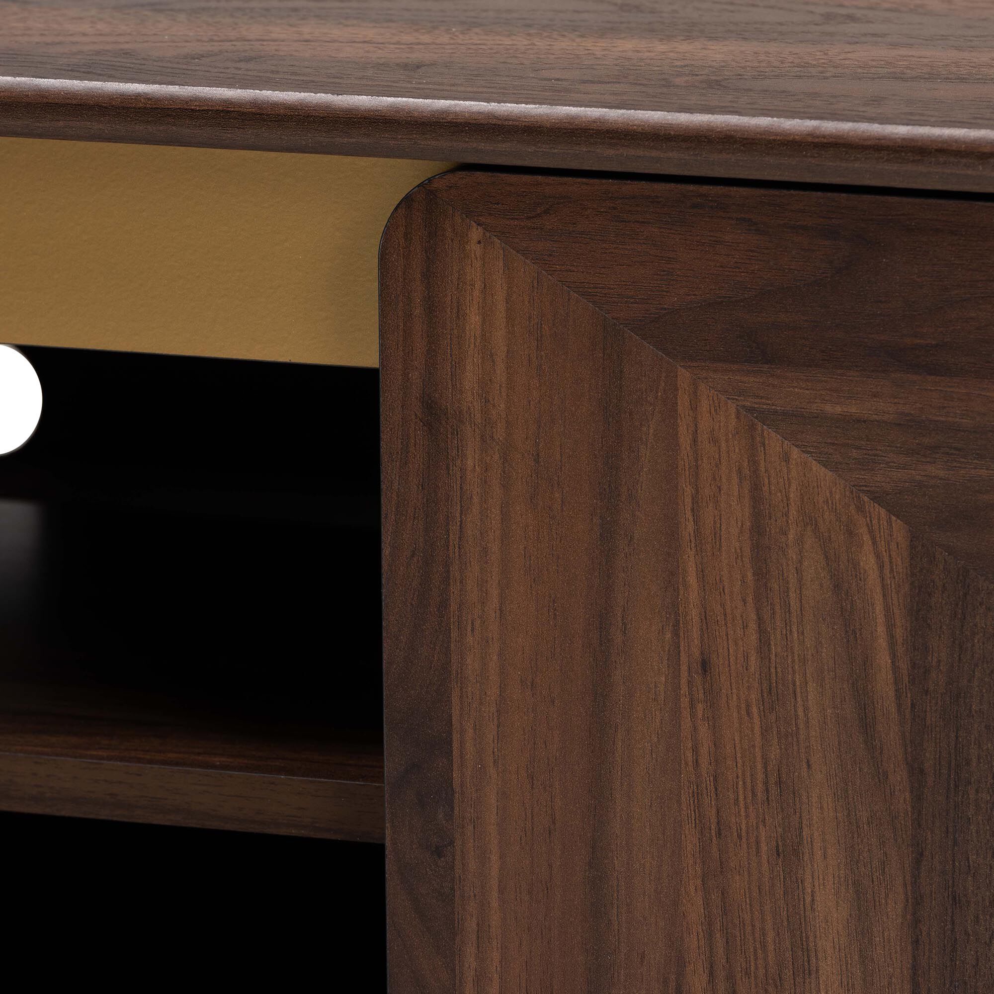 Graceland Mid-Century Modern Transitional Walnut Brown Finished Wood 2-Door TV Stand, GOLD, alternate image number 6