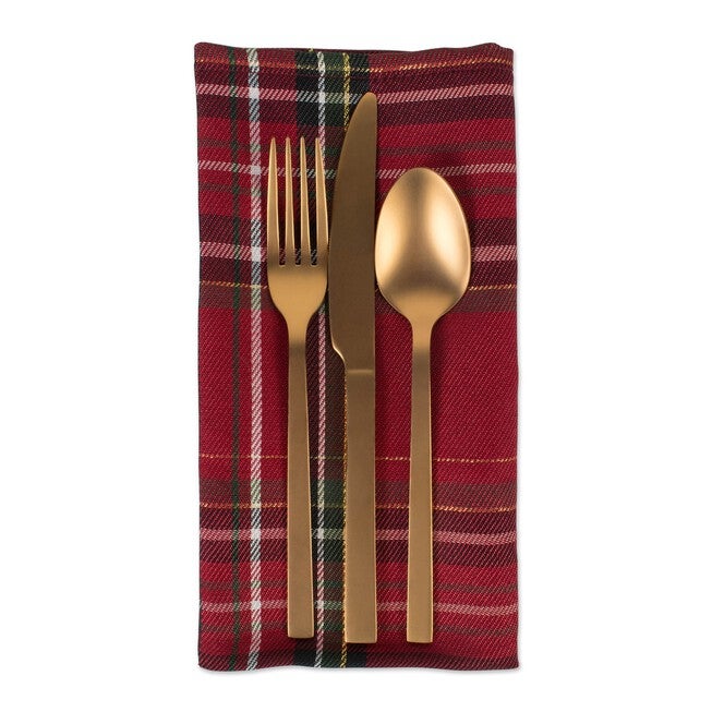 Holiday Metallic Plaid Napkin, Set of 6, , alternate image number null