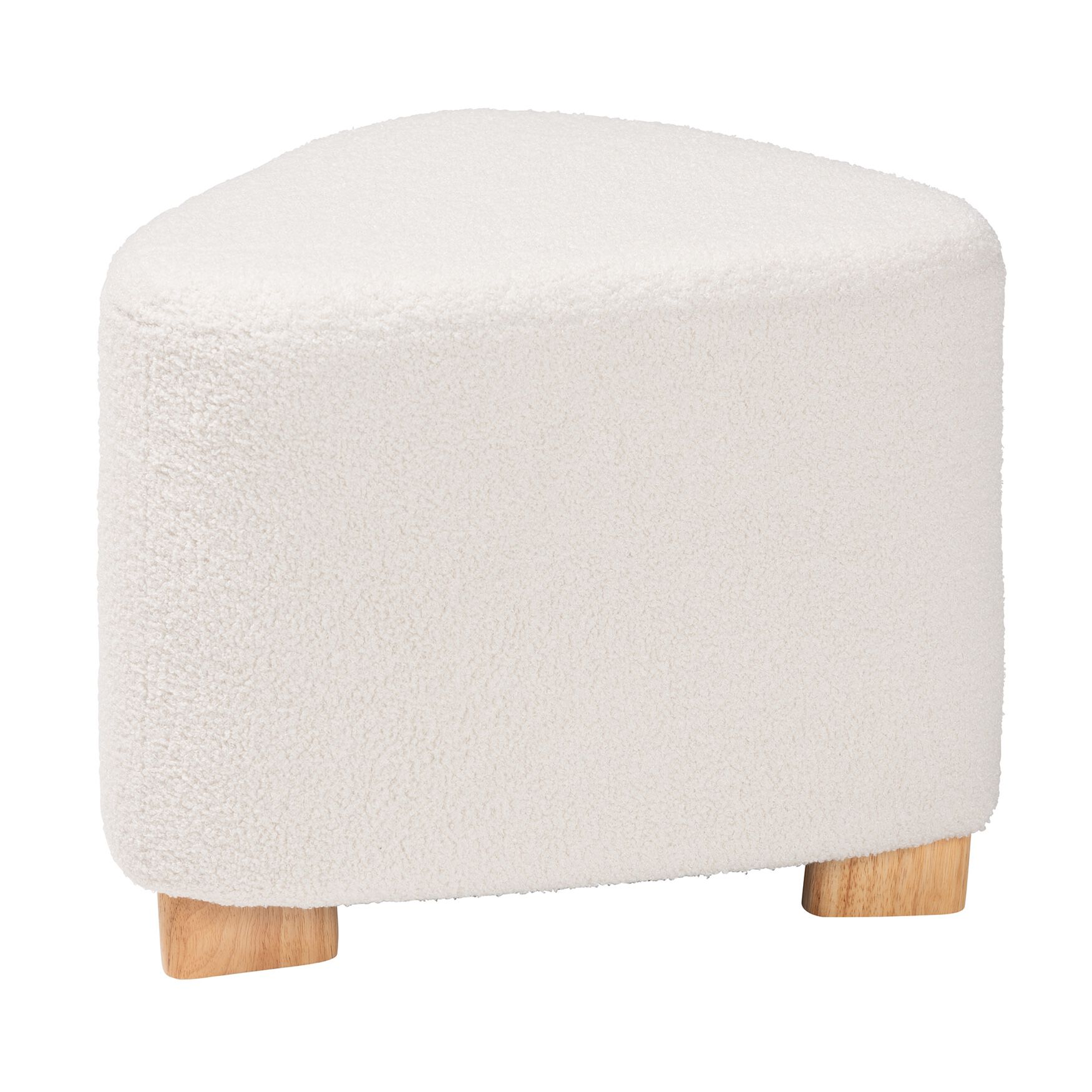 Brielle Modern And Contemporary Ivory Boucle Upholstered And Natural Brown Finished Wood Ottoman, IVORY, hi-res image number 0