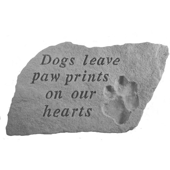 Dogs Leave Pawprints On Our Hearts Garden Memorial Accent Stone, GREY, hi-res image number null