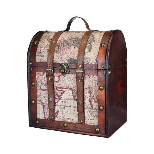 6 Bottle Old World Wooden Wine Box, MULTICOLOR, hi-res image number 0