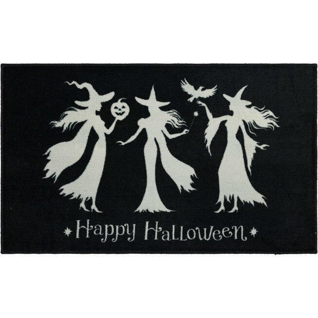 Witch Trio Black Kitchen Rug, BLACK, hi-res image number 0