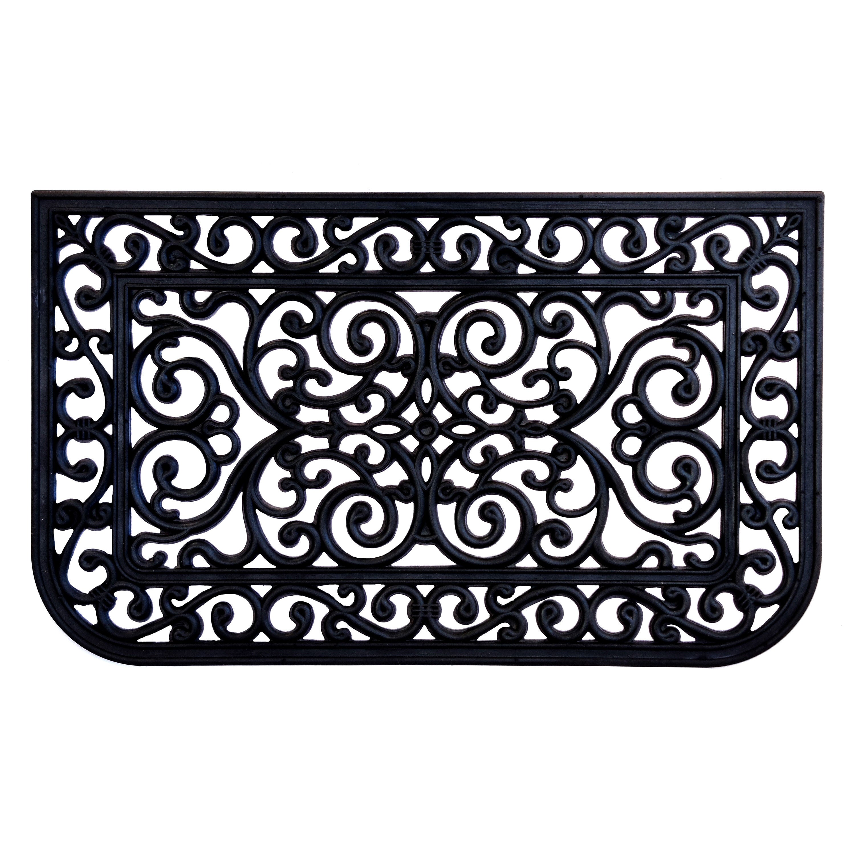 Wrought Iron Rubber Entrance Mat 18x30 - Tuscany, TUSCANY BLACK, alternate image number 1