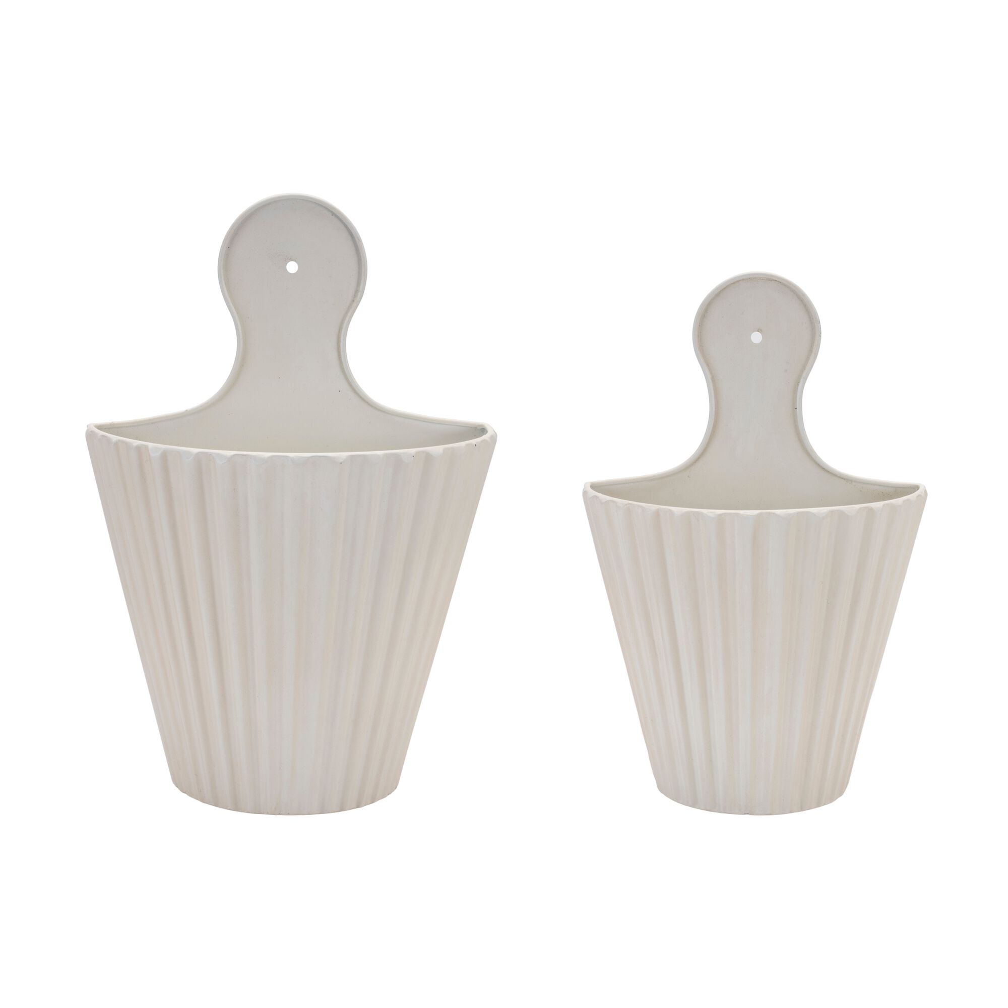 Ribbed Metal Wall Pocket (Set of 2), WHITE, hi-res image number 0