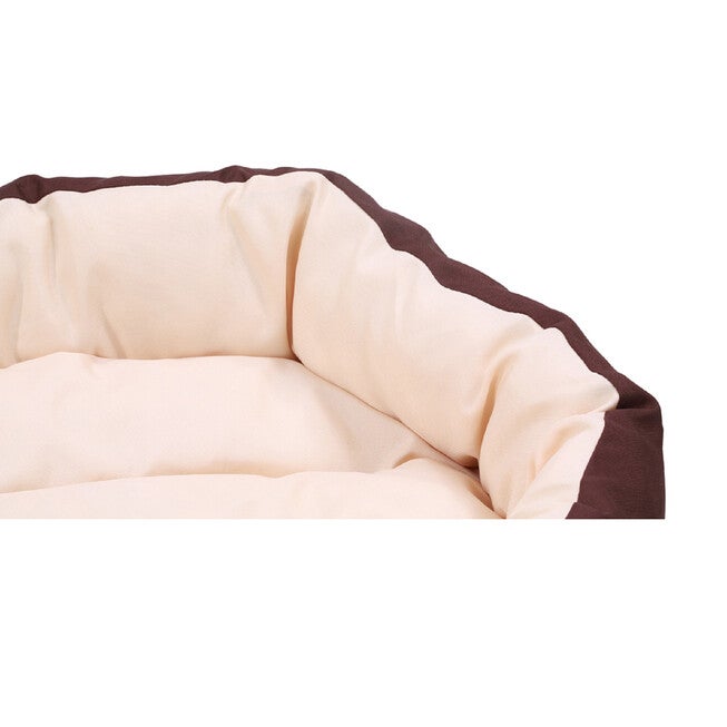 Happycare Tex Durable Bolster sleeper Oval Pet bed with removable reversible insert cushion and additional two pillow , Large 34 by 27 inches ,Brown to Beige, , alternate image number null