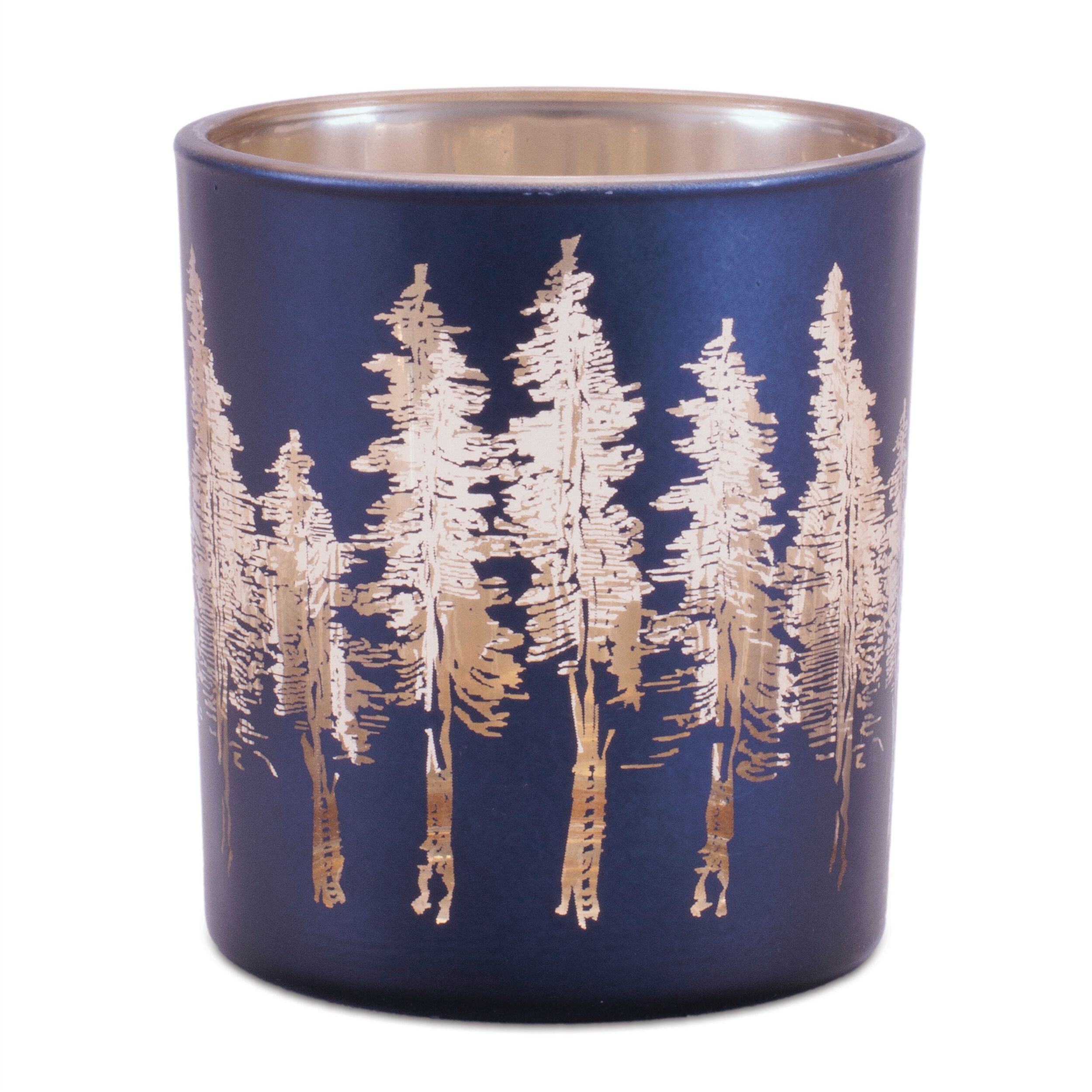 Pine Tree Print Votive Holder (Set of 3), BLUE GOLD, alternate image number 3