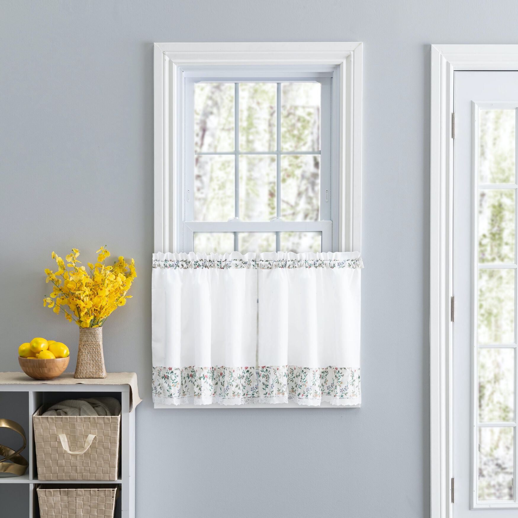 Country Floral Ruffled Tier Curtain, MULTI, hi-res image number 0