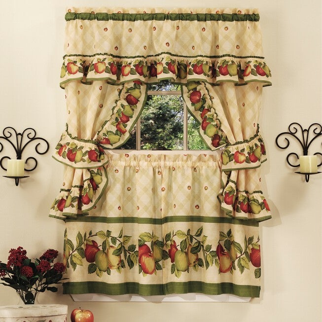 Apple Orchard Cottage Window Curtain Set, ANTIQUE, hi-res image number 0