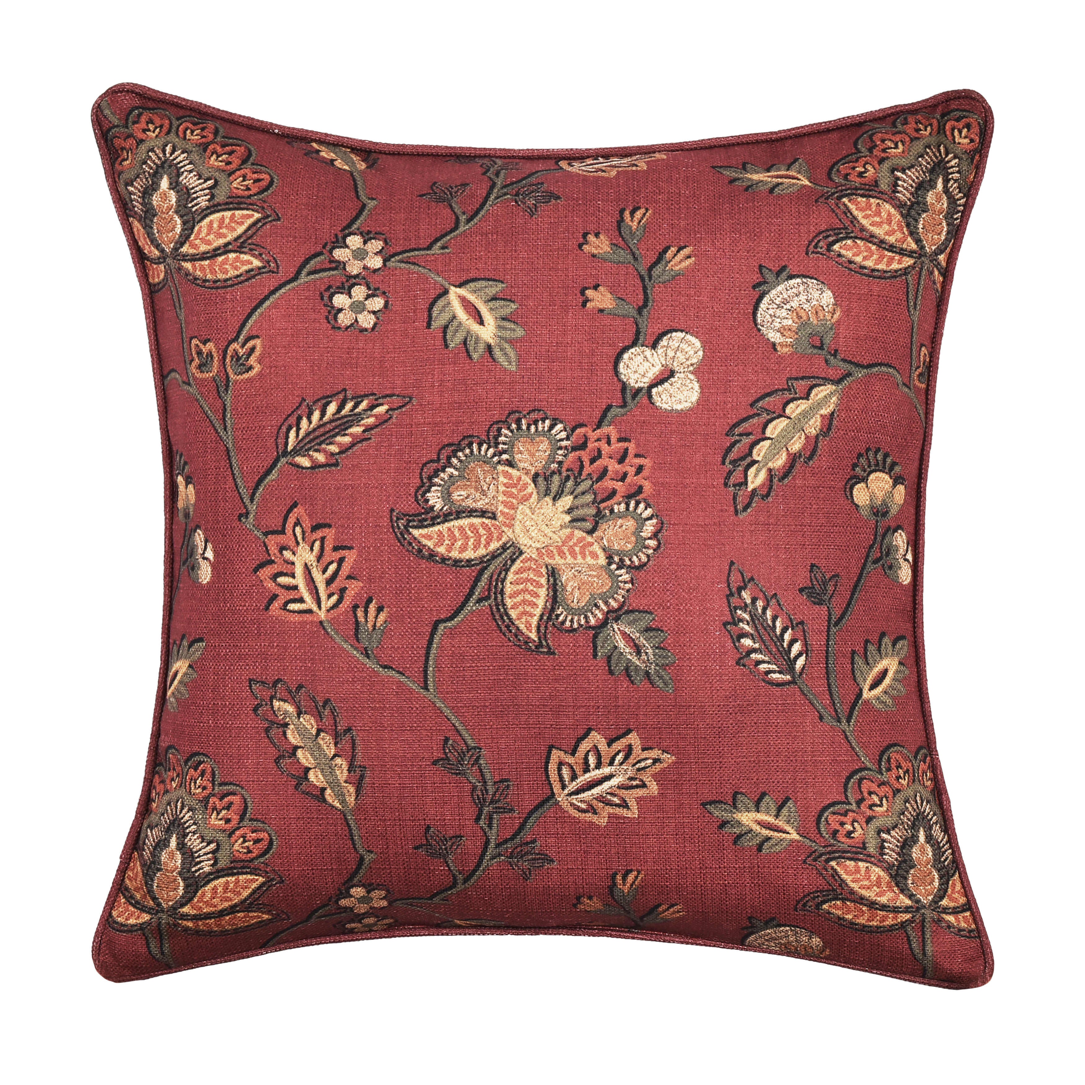 Bari 20 Inch Square Decorative Throw Pillow, RED, hi-res image number null