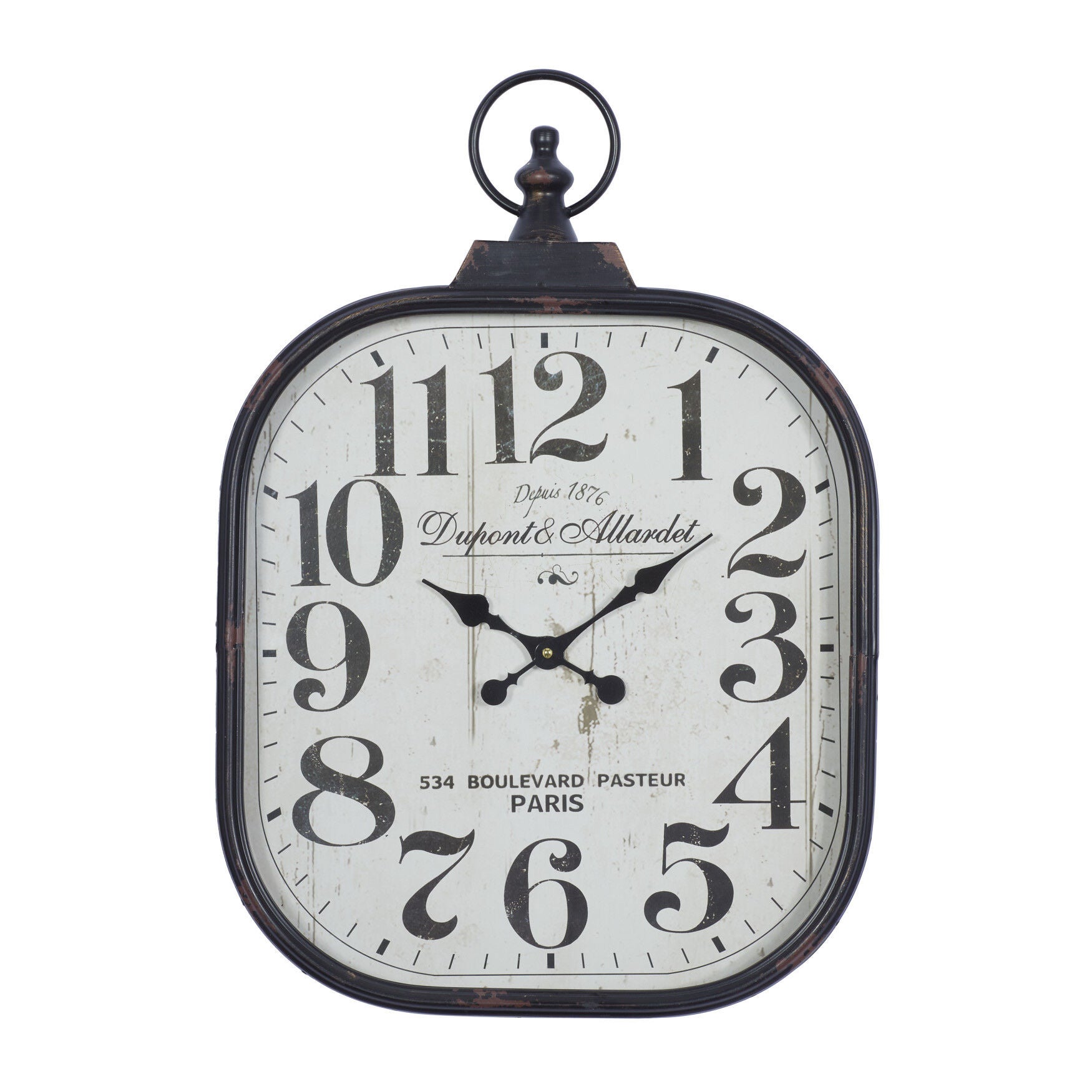 Black Vintage Metal Wall Clock, BLACK, hi-res image number 0