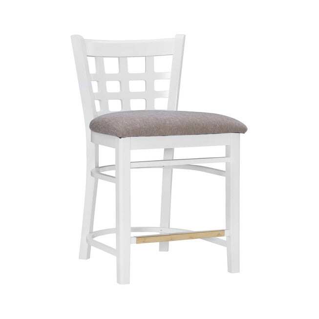 Lola Counter Stool White Upholstered Set of 2, WHITE, hi-res image number null