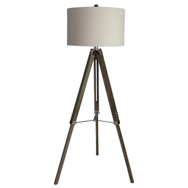 Weatherd Grey Wood & Metal 60 inches Floor Lamp, NICKEL, hi-res image number 0