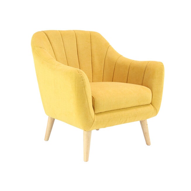 Yellow Polyester And Wood Modern Accent Chair Accent Chair, YELLOW, hi-res image number null