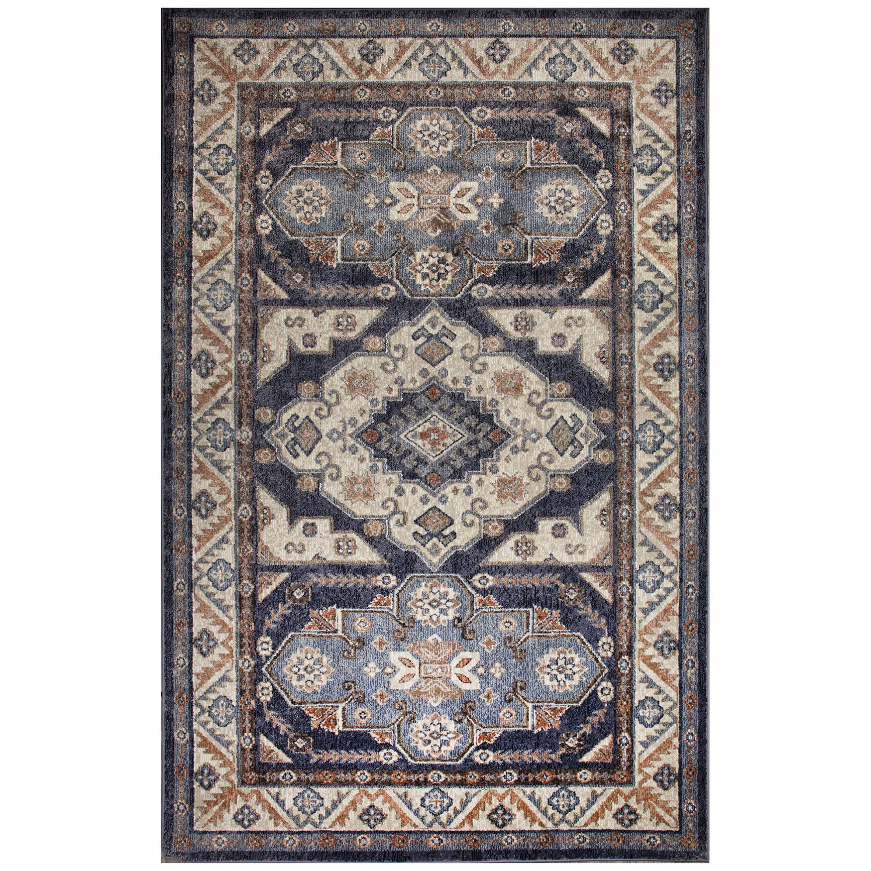 Ariana Floral Medallion Indoor Area Rug Blue, BLUE, hi-res image number 0