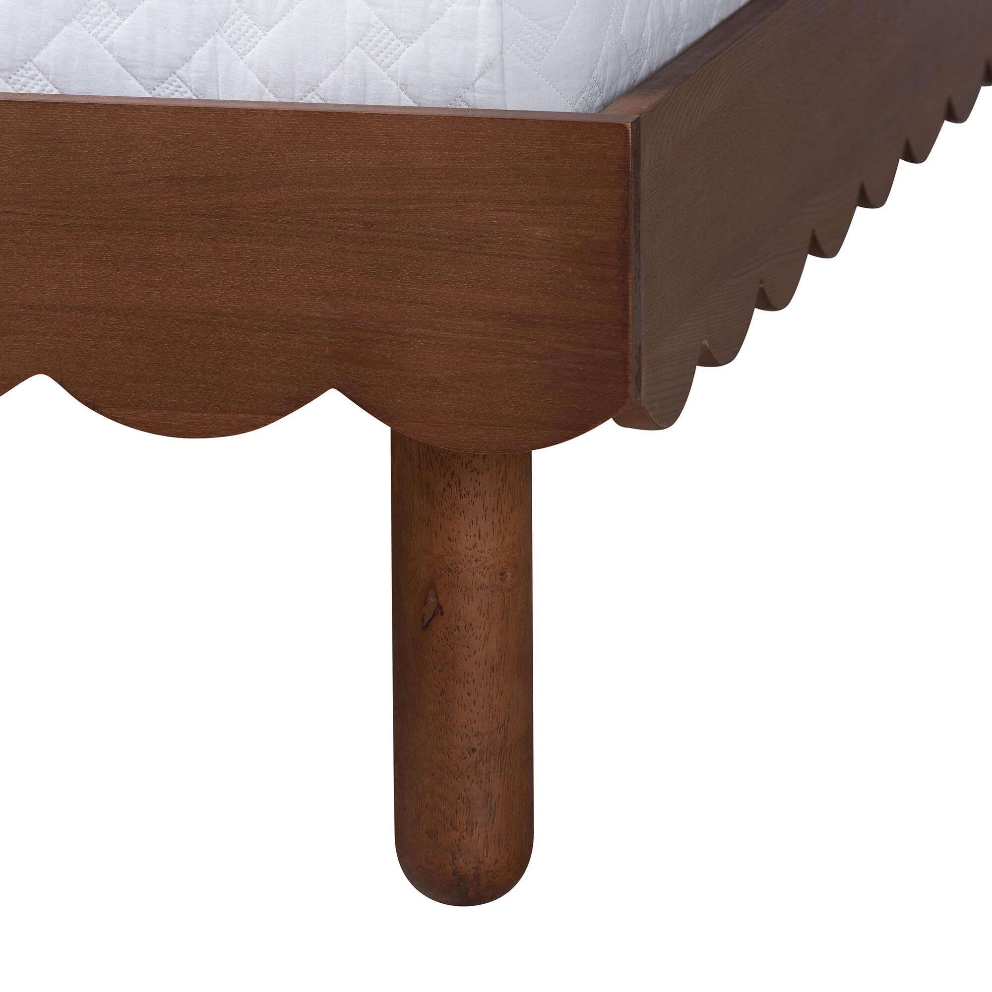 Orianthe Scalloped Bed Frame, WALNUT BROWN, alternate image number 4