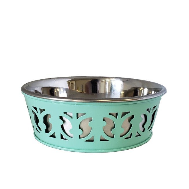 Stainless Steel Country Farmhouse Dog Bowl Mint Green 16 oz, GREEN, hi-res image number null
