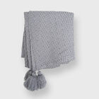 Herringbone Tassel Throw, GRAY, hi-res image number null