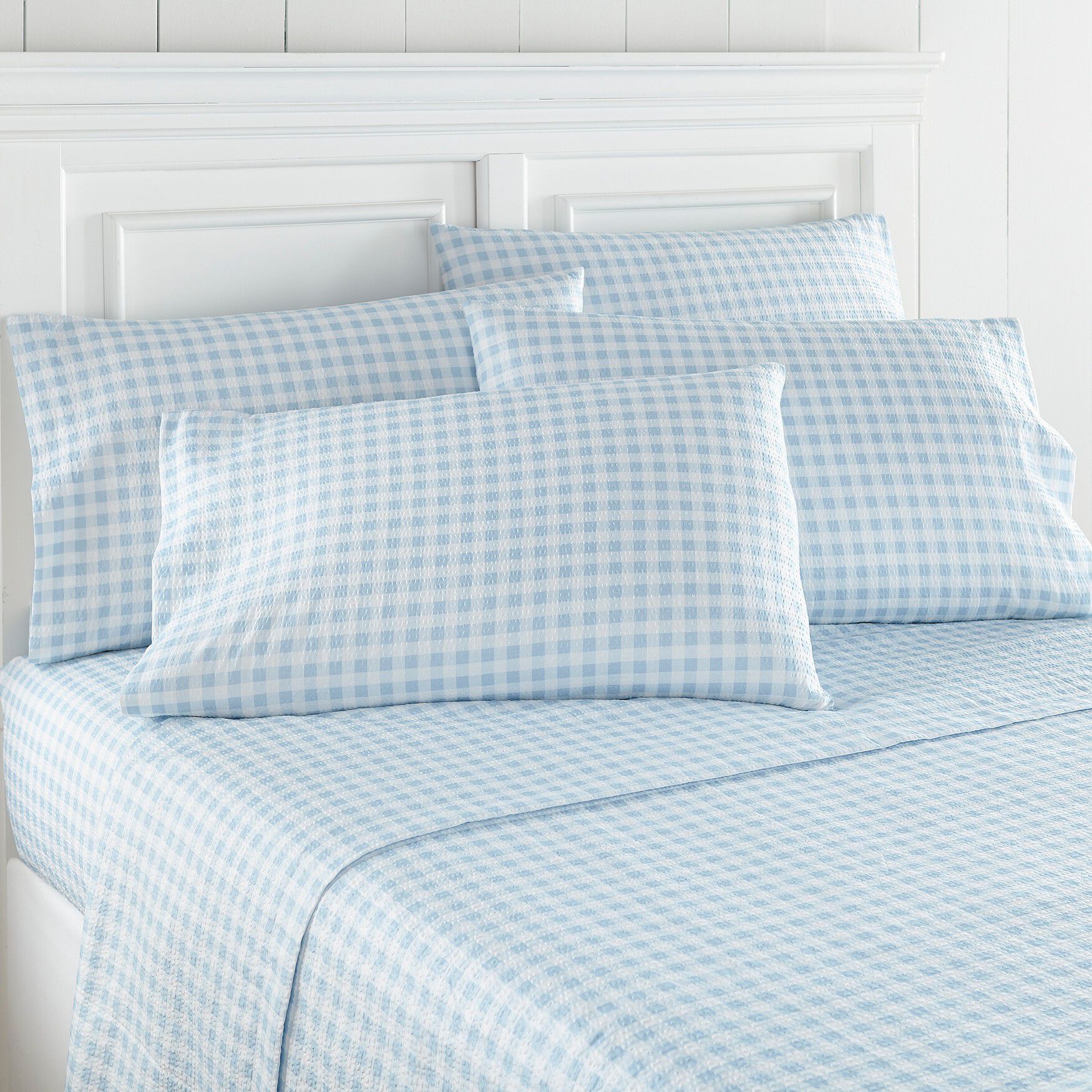 Seersucker Sheet Sets, BLUE, hi-res image number 0