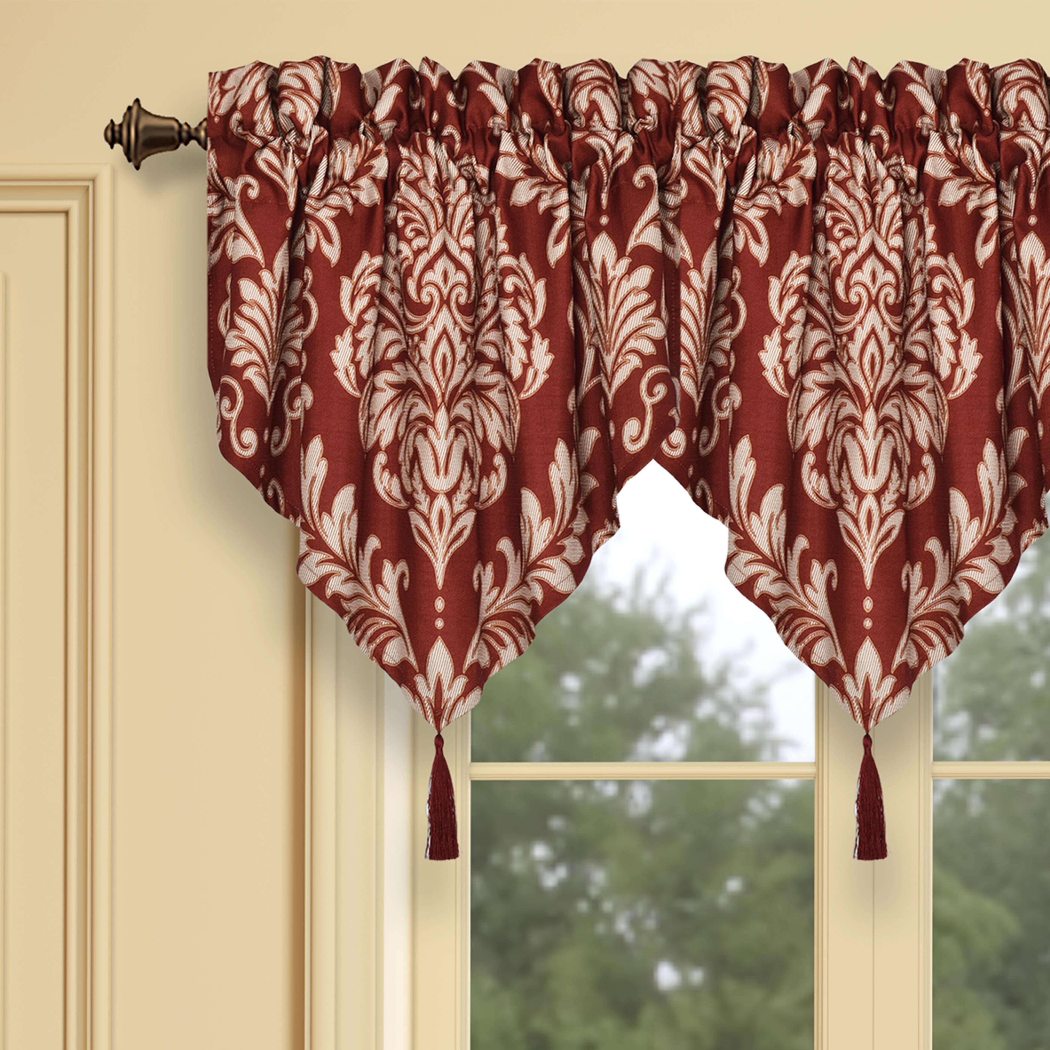 Lazia Window Ascot Valance, RED, alternate image number 1