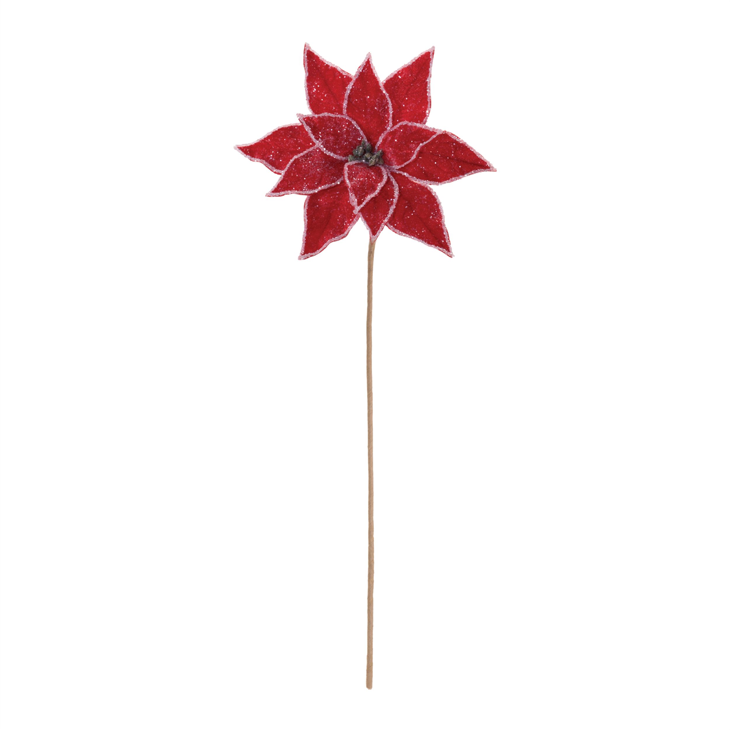 Glittered Poinsettia Flower Stem (Set of 2), RED, alternate image number 3
