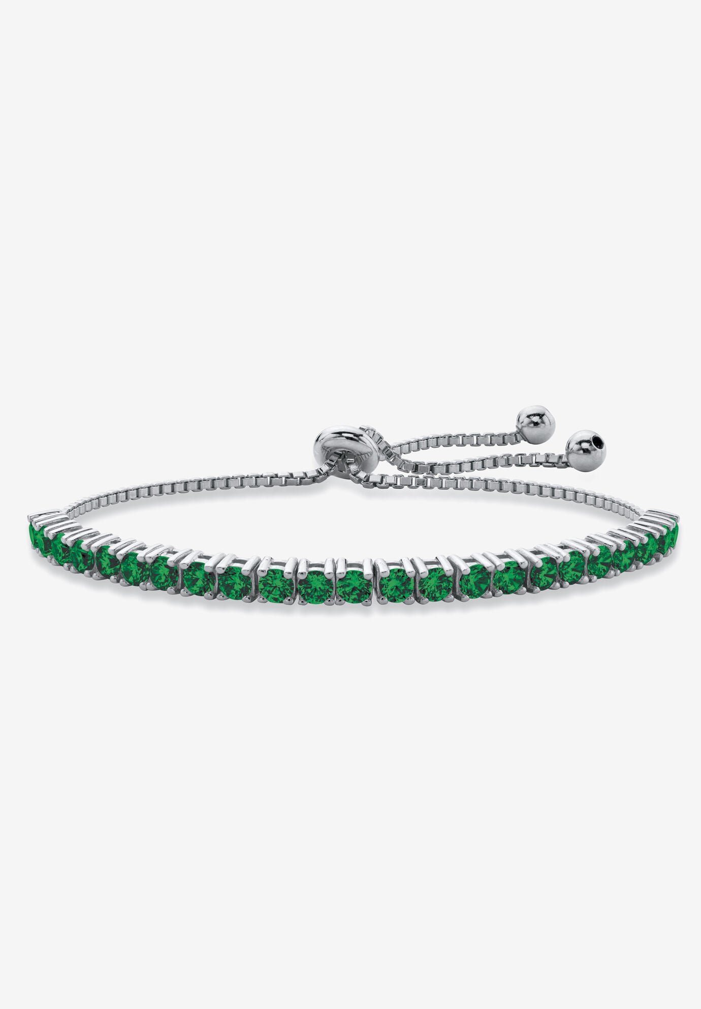 Silver Tone Bolo Bracelet (4mm), Simulated Birthstone 9.25 inches Adjustable, MAY, hi-res image number 0