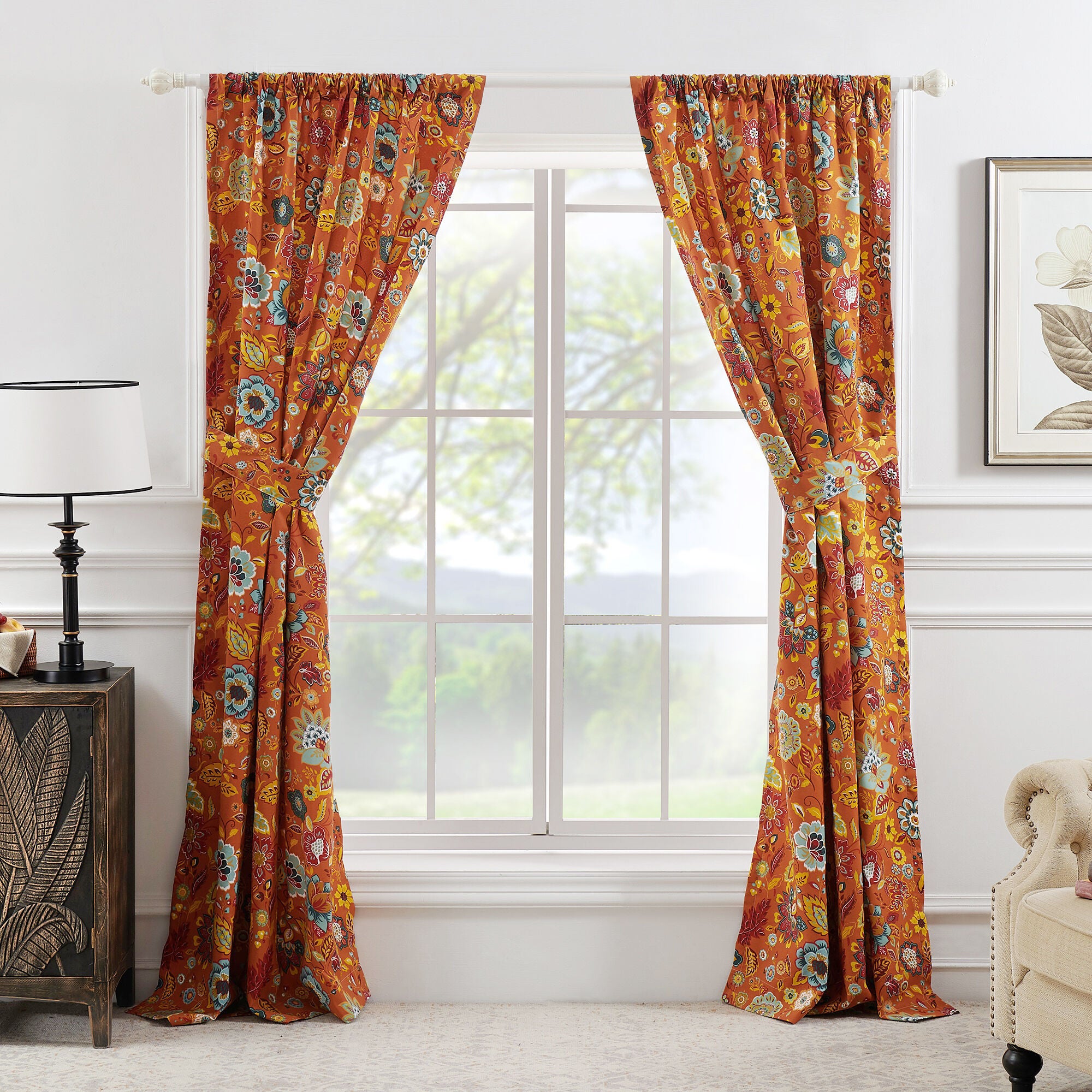 Astoria Window Curtain Panels, Set of 2, SPICE, alternate image number 2